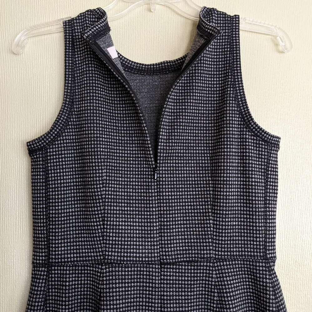 Loft Sheath Dress Black Ponte Knit Patterned Sleeveless - Picture 11 of 17